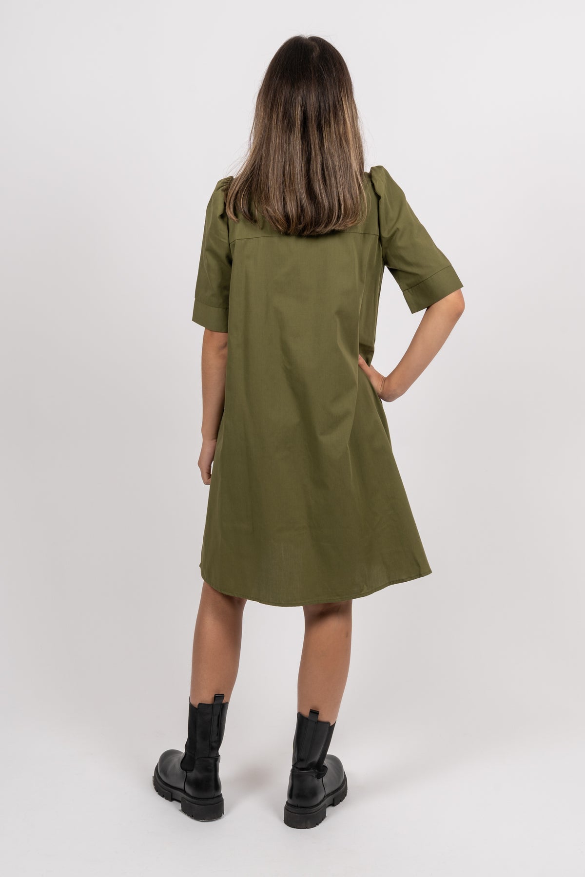Billie Low Collar Dress - Army