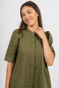 Billie Low Collar Dress - Army