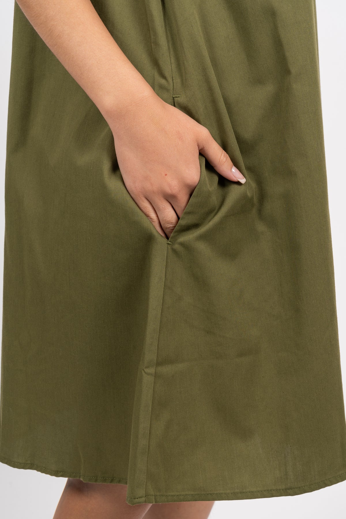 Billie Low Collar Dress - Army