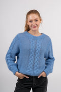 Louisa Cable Knit Pullover - Sky Blue