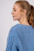 Louisa Cable Knit Pullover - Sky Blue