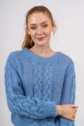 Louisa Cable Knit Pullover - Sky Blue