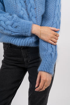 Louisa Cable Knit Pullover - Sky Blue