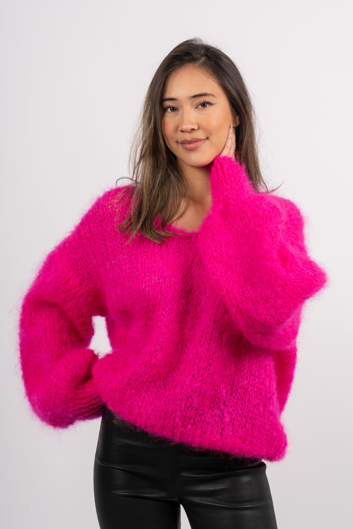 Milana Ls Mohair Knit - Neon Pink