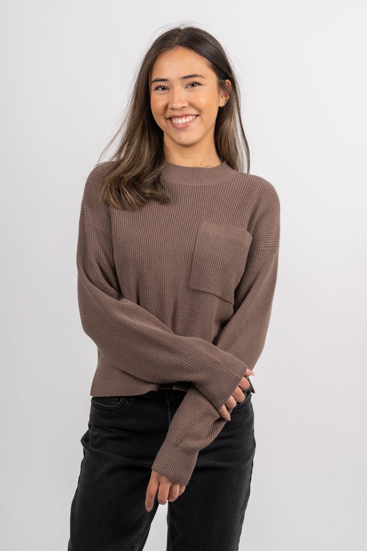 Idarose Jilli O Neck Pullover - Chocolate Chip