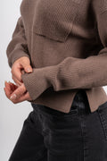 Idarose Jilli O Neck Pullover - Chocolate Chip