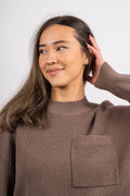 Idarose Jilli O Neck Pullover - Chocolate Chip
