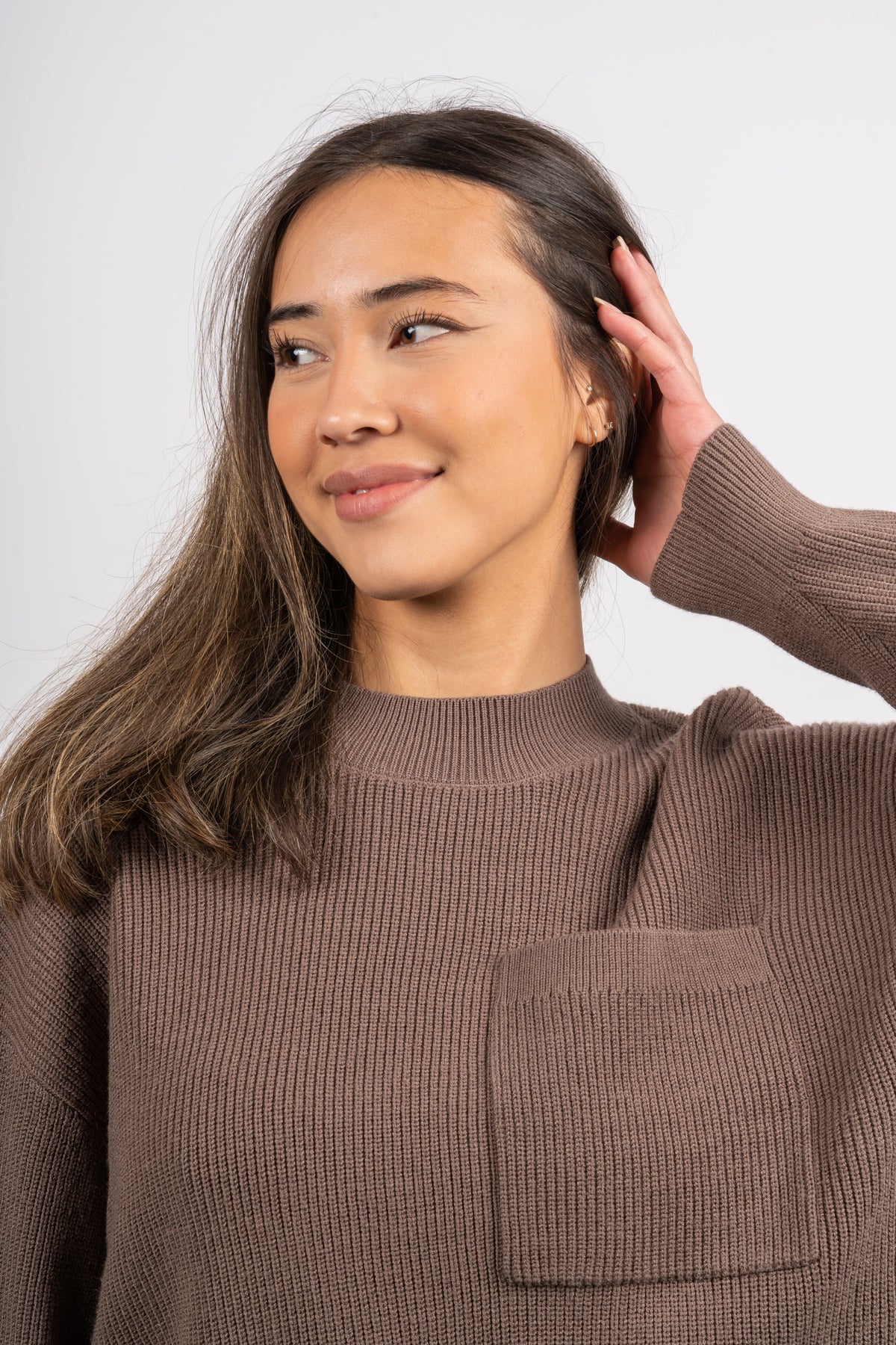 Idarose Jilli O Neck Pullover - Chocolate Chip