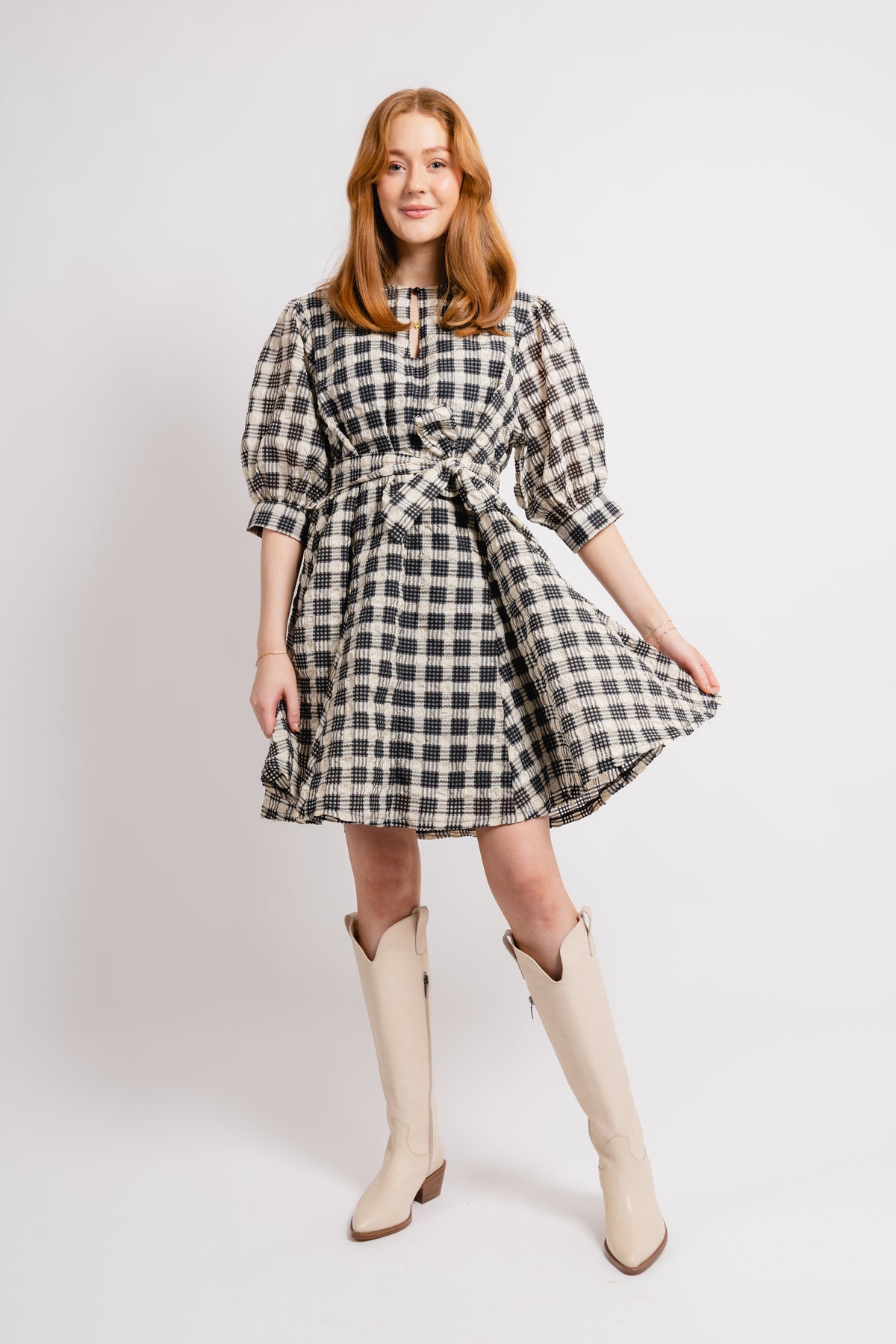 Katie Belt Dress - Black Mix