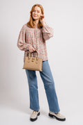 Ruby Small Saffiano Leather Satchel - Camel