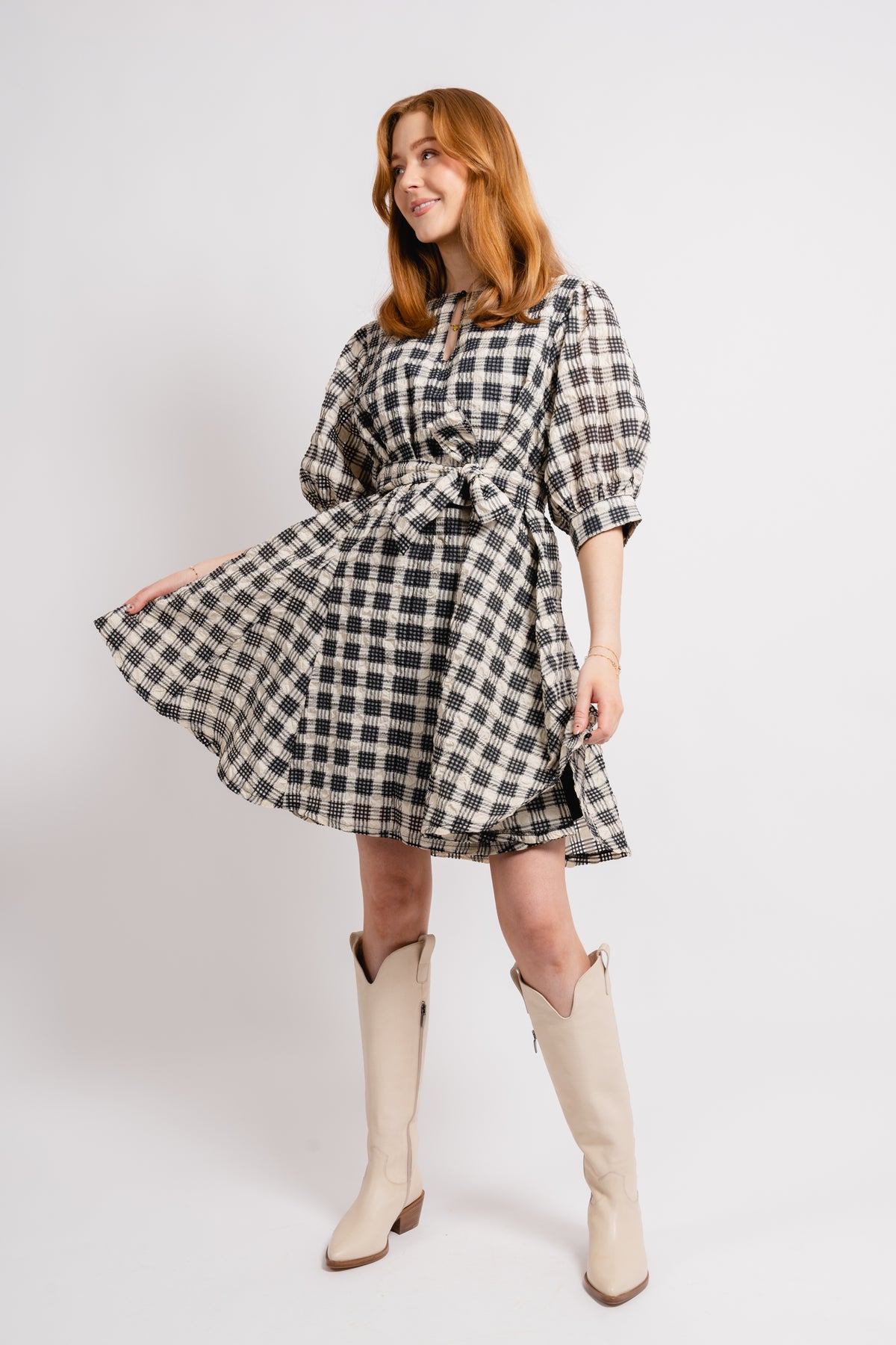 Katie Belt Dress - Black Mix