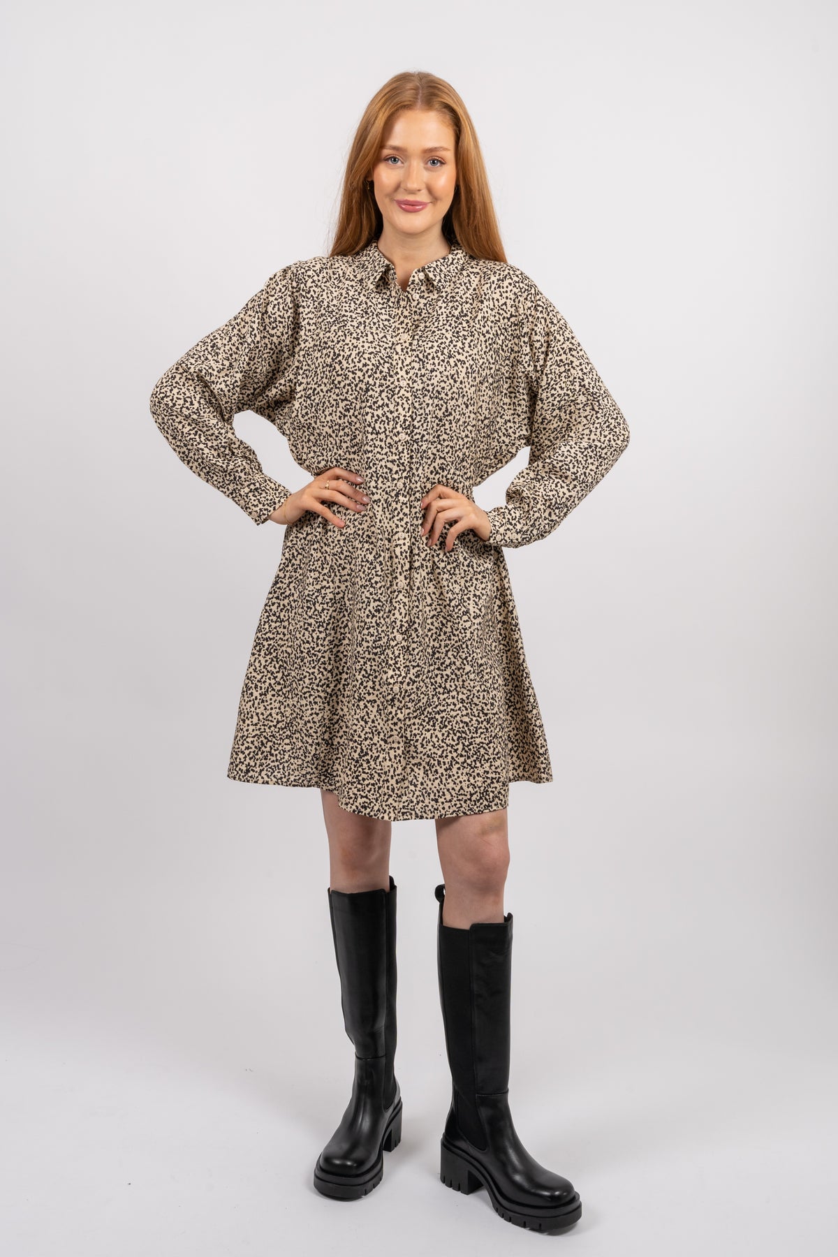 Saloma Ladonna Shirt Dress Aop - Cement Dot