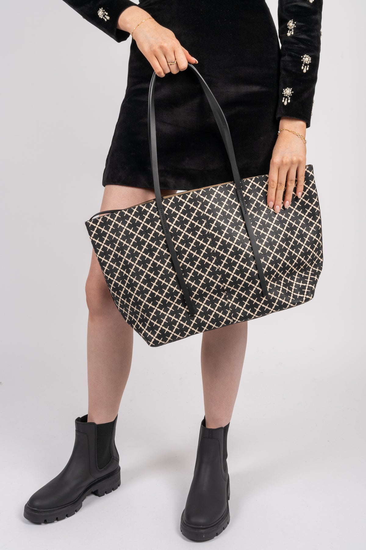 Abigail Printed Tote Bag - Svart