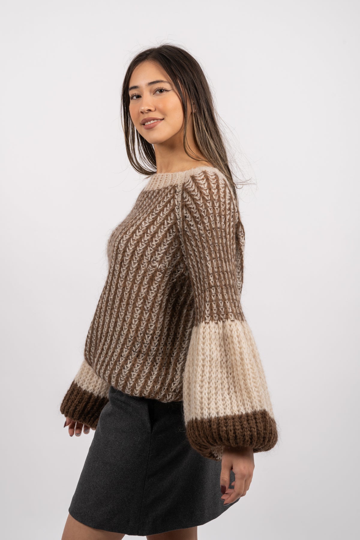 Liana Knit Sweater - Beige/Brown