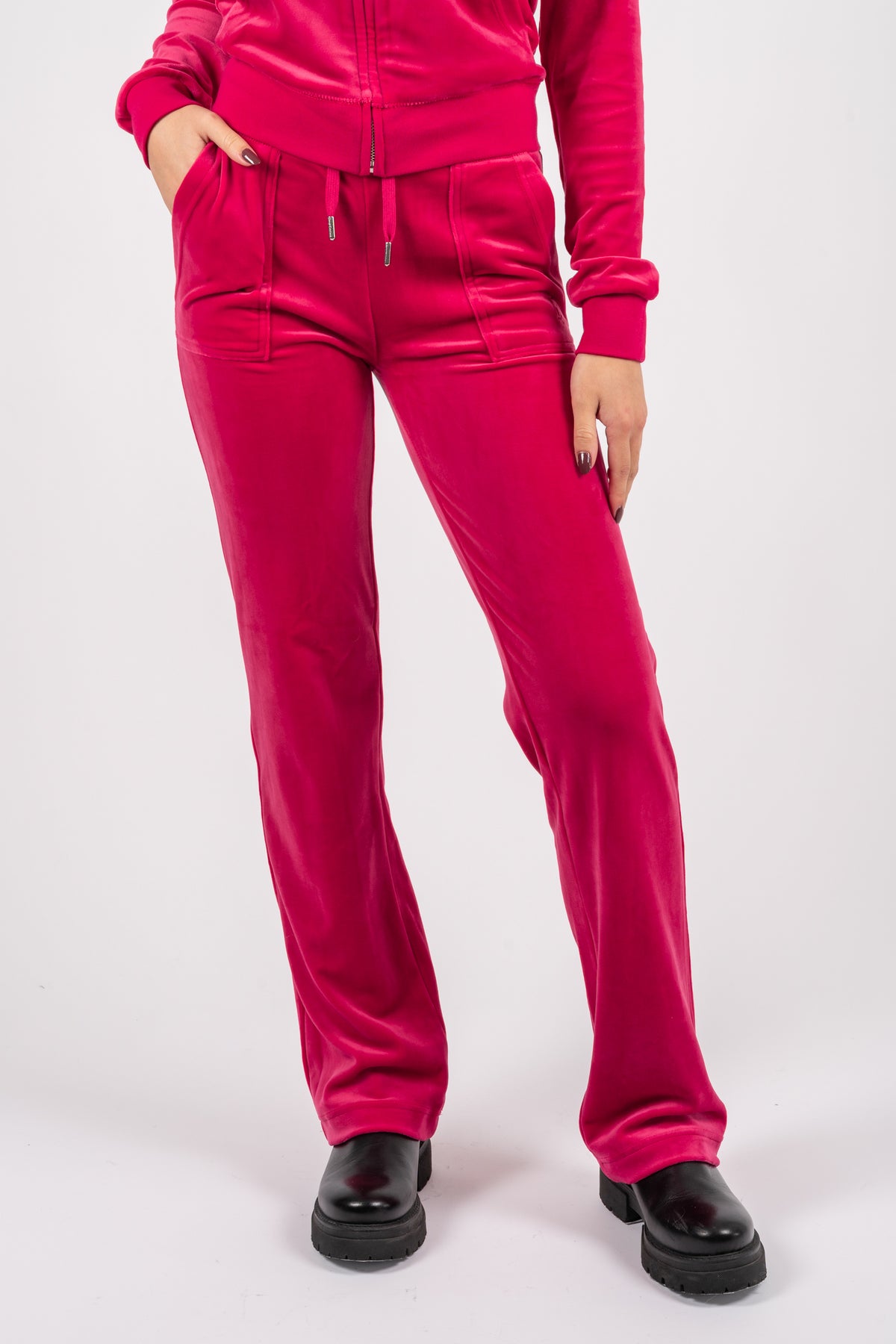 Del Ray Classic Velour Pant Pocket - Raspberry Sorbet