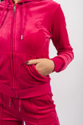 Robertson Classic Velour Zip Hoodie - Raspberry Sorbet