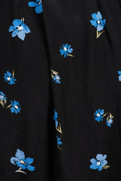 Walda Ls Aop Midi Dress - Black W/Blue Flower