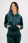 Robertson Classic Velour Zip Hoodie - Rain Forest