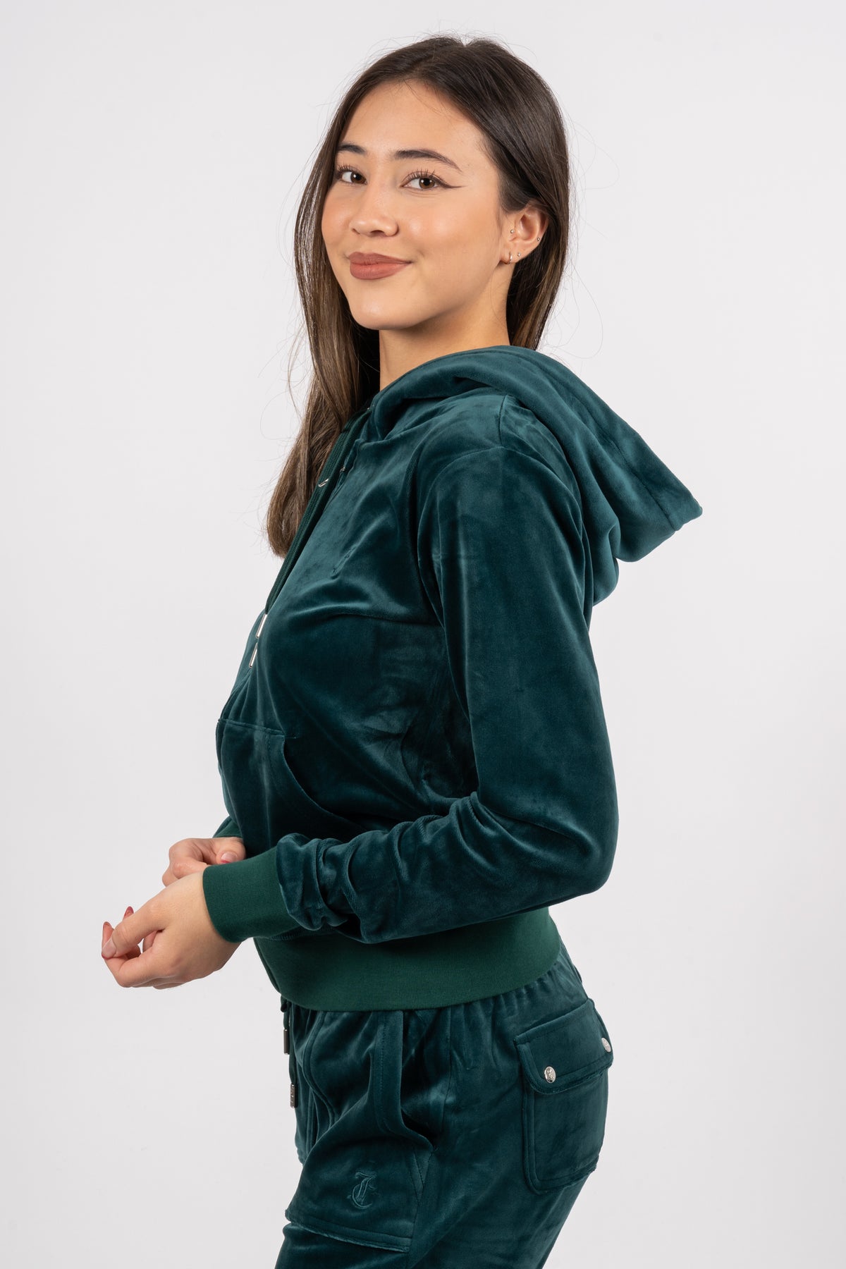 Robertson Classic Velour Zip Hoodie - Rain Forest