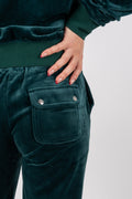 Del Ray Classic Velour Pant Pocket - Rain Forest