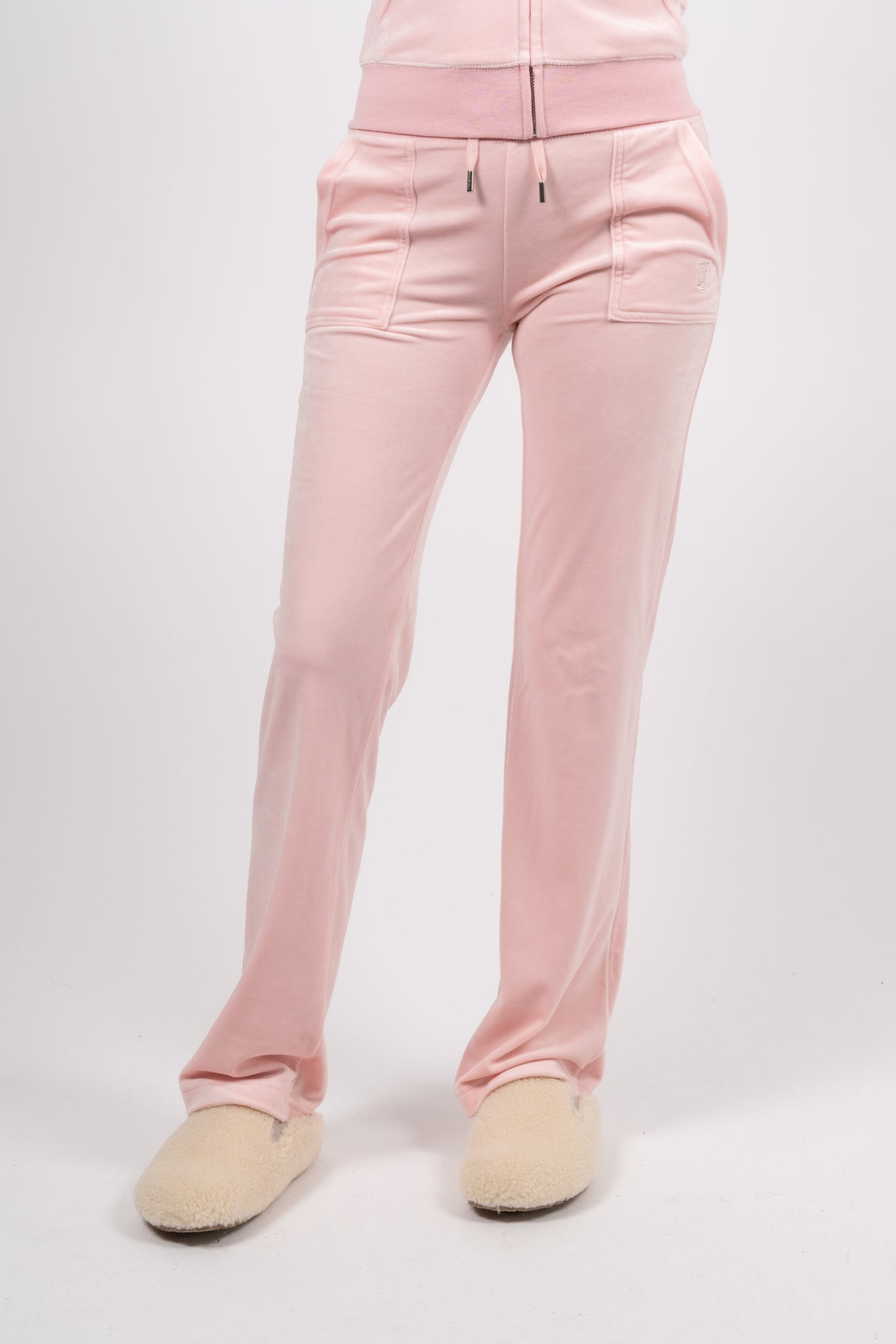 Del Ray Classic Velour Pant Pocket - Almond Blossom