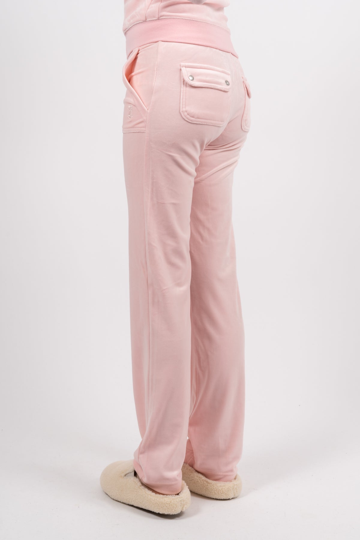 Del Ray Classic Velour Pant Pocket - Almond Blossom