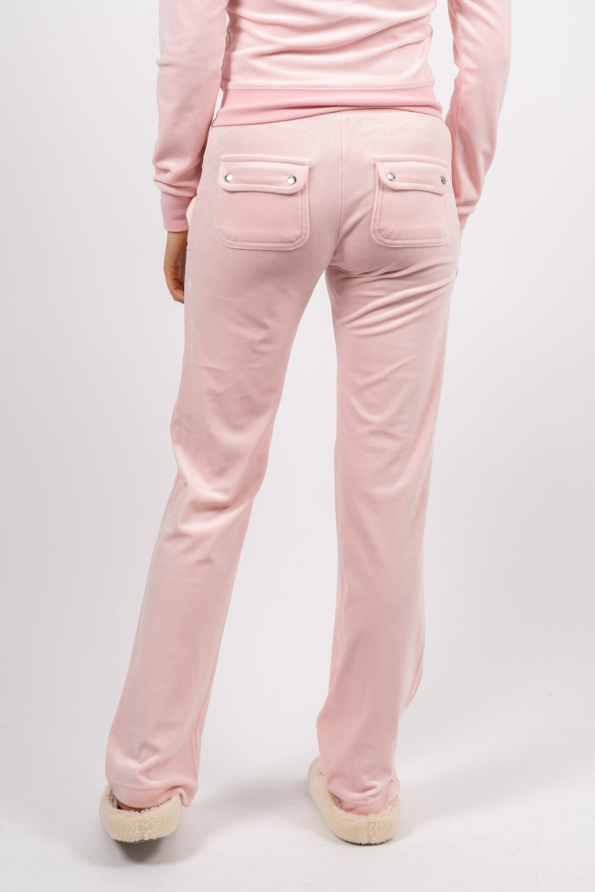 Del Ray Classic Velour Pant Pocket - Almond Blossom