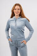 Robertson Classic Velour Zip Hoodie - Blue Fog
