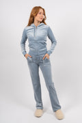 Del Ray Classic Velour Pant Pocket - Blue Fog