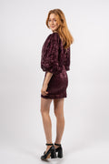 Sequins Puff Sleeve Mini Dress - Plum