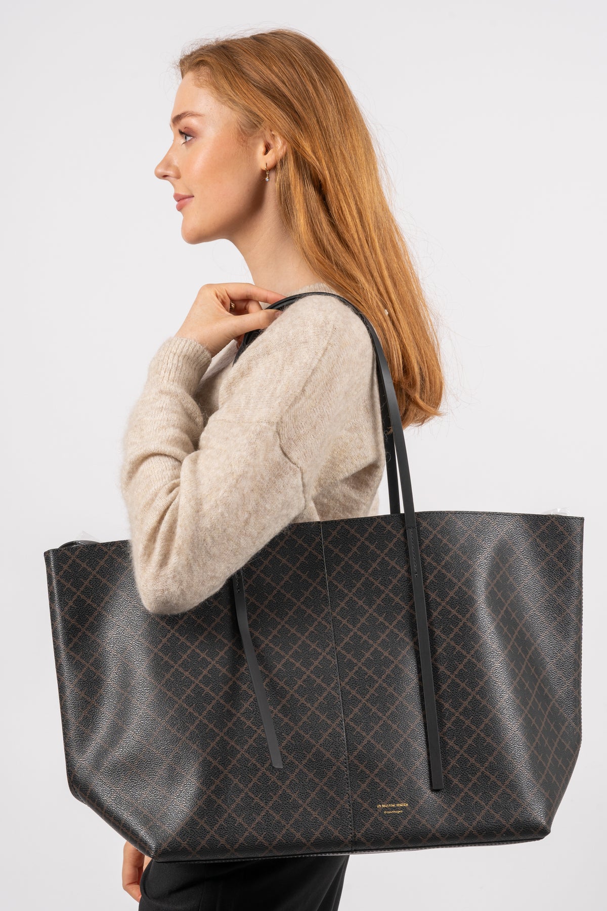 Abi Printed Tote Bag - Dark Chocolate