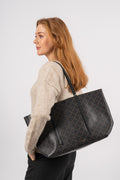 Abigail Printed Tote Bag - Dark Chocolate