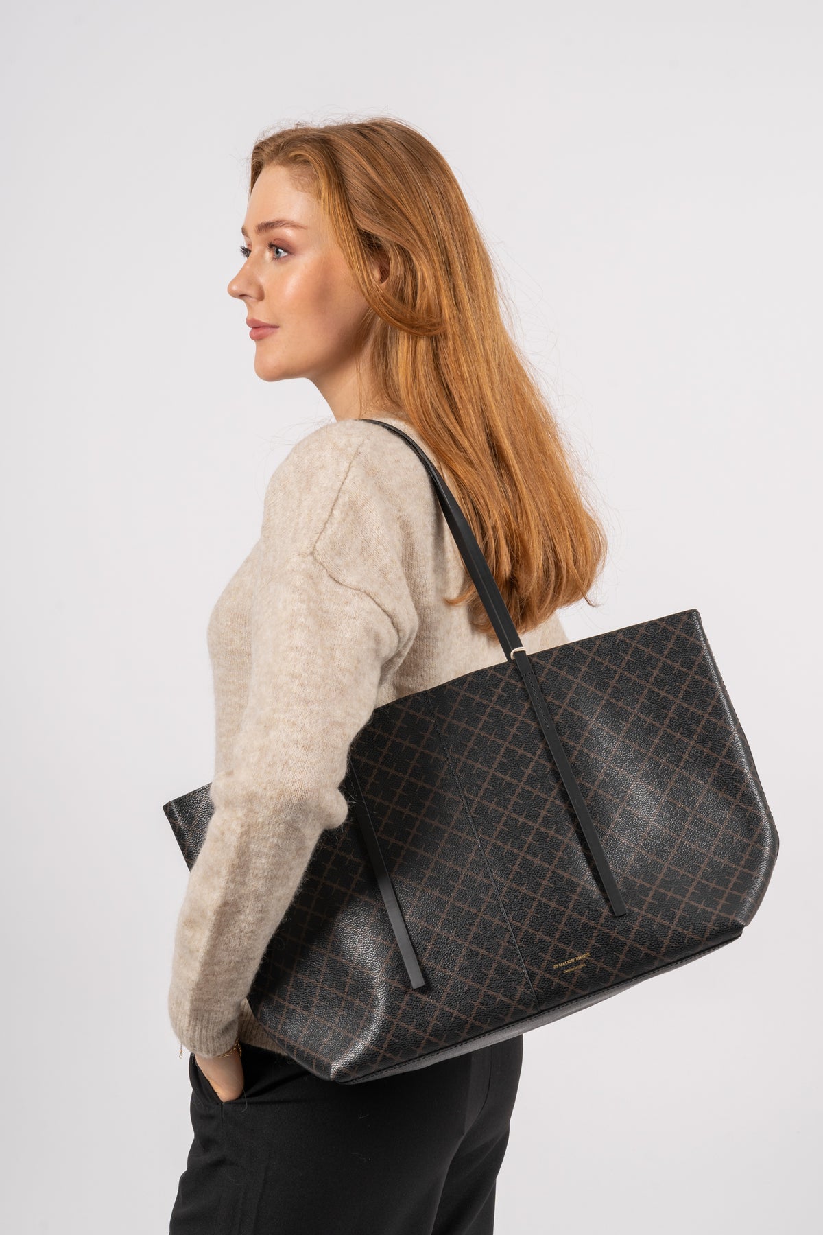 Abigail Printed Tote Bag - Dark Chocolate