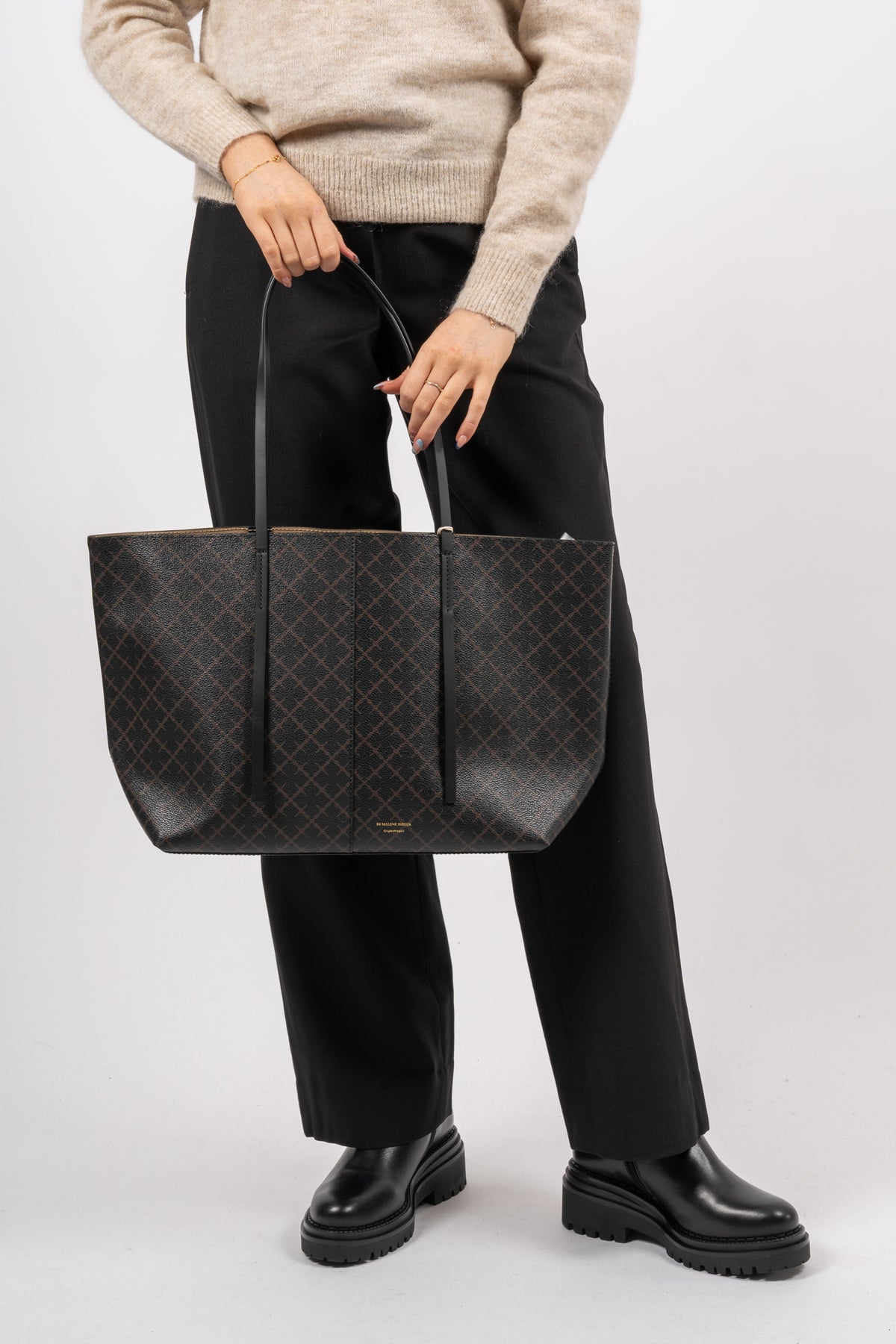 Abigail Printed Tote Bag - Dark Chocolate
