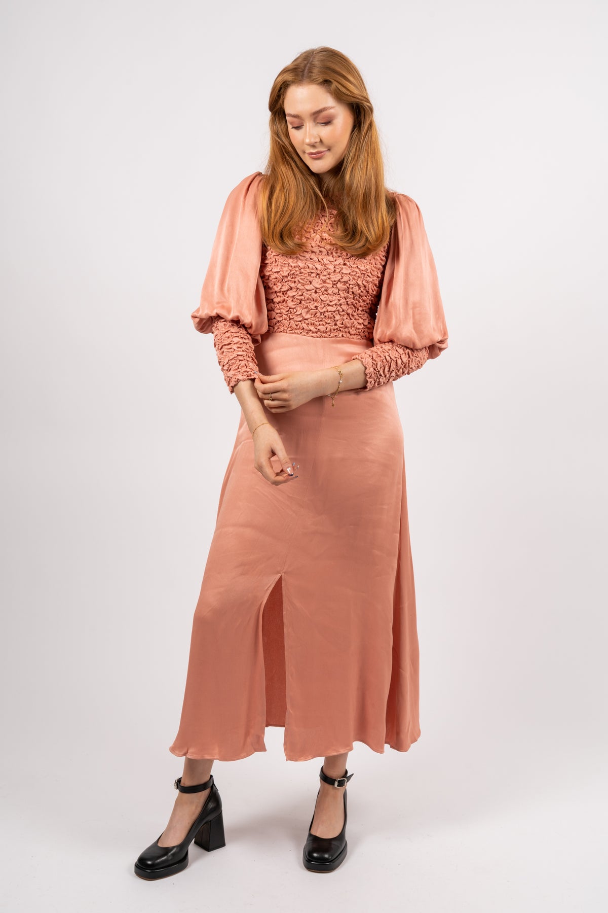 Crépe Satin Midi Dress - Blush