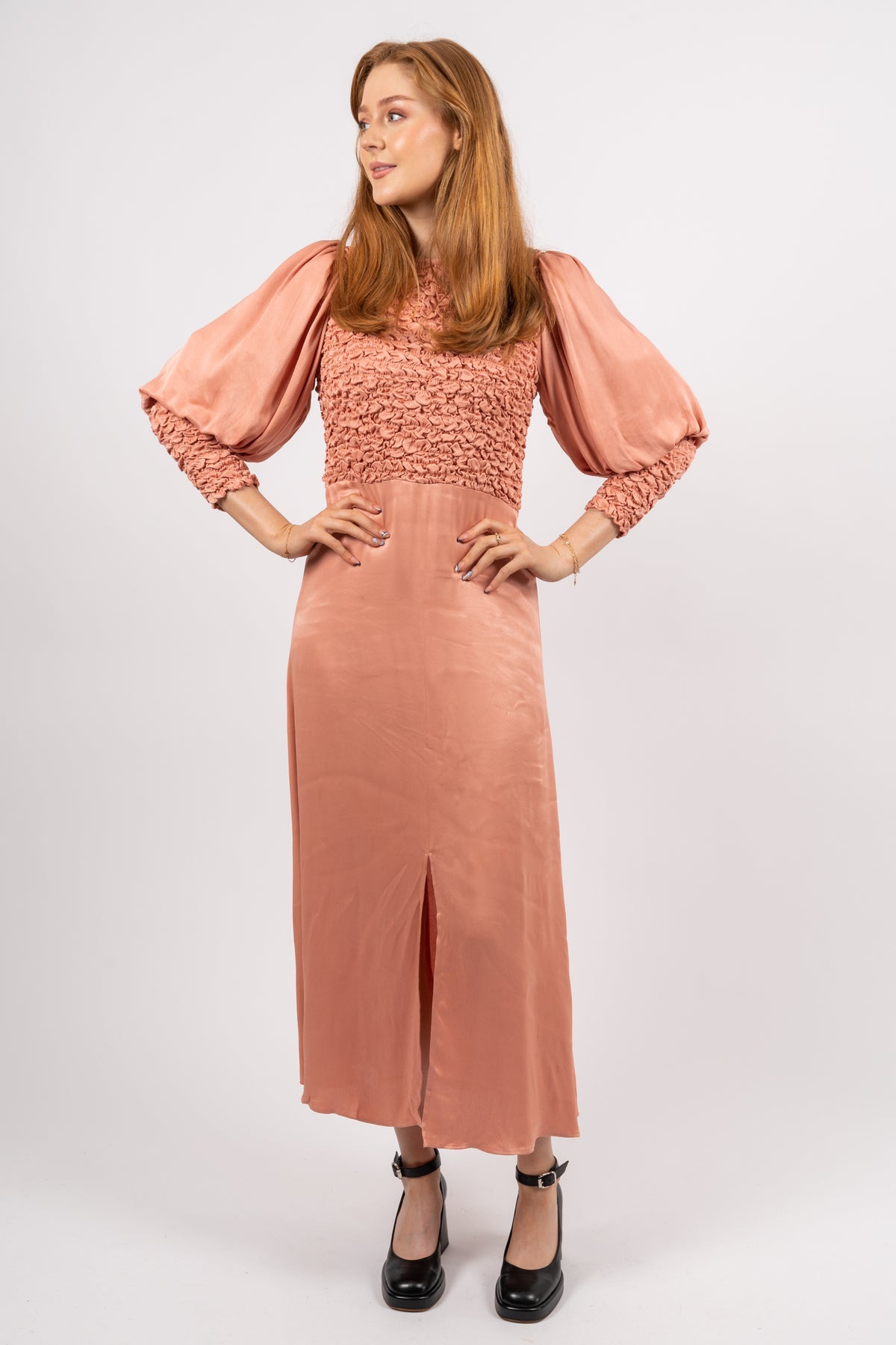 Crépe Satin Midi Dress - Blush