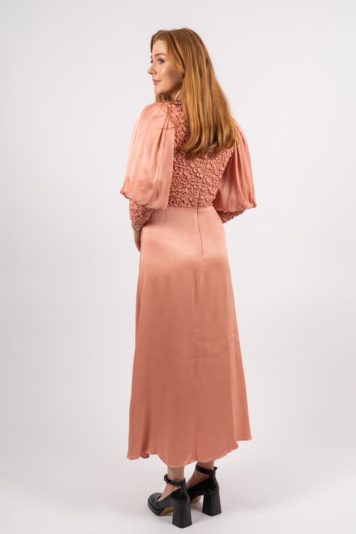 Crépe Satin Midi Dress - Blush