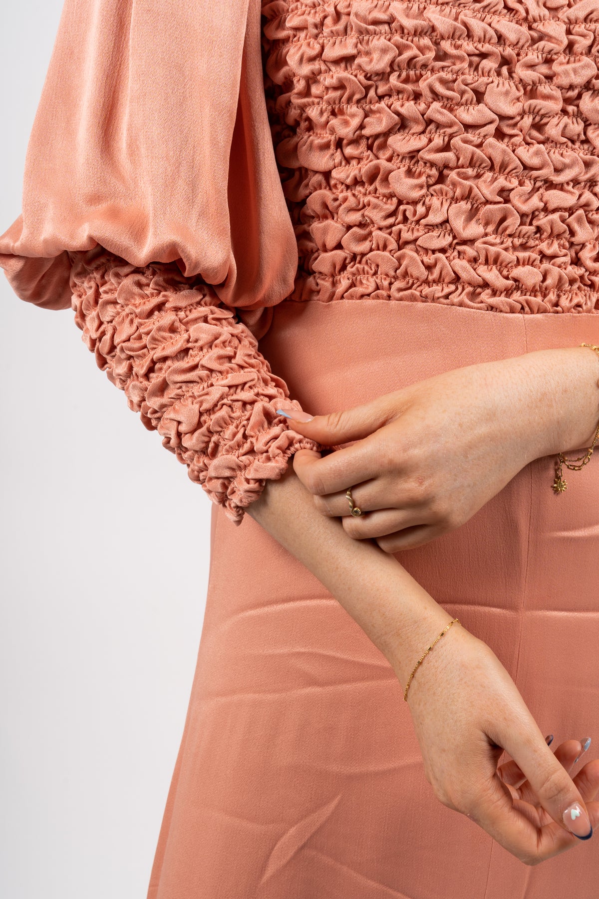 Crépe Satin Midi Dress - Blush
