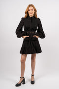 Baby Cord Shirt Dress - Black