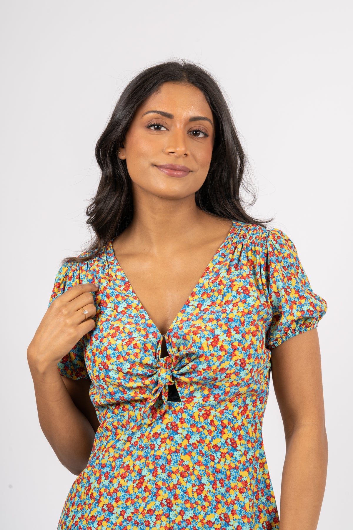 Louela Mini Dress - Mohina Floral Print-Blue