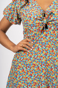 Louela Mini Dress - Mohina Floral Print-Blue