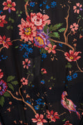 Georgette Mini Dress - Black Flower Garden