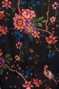 Georgette Mini Dress - Black Flower Garden