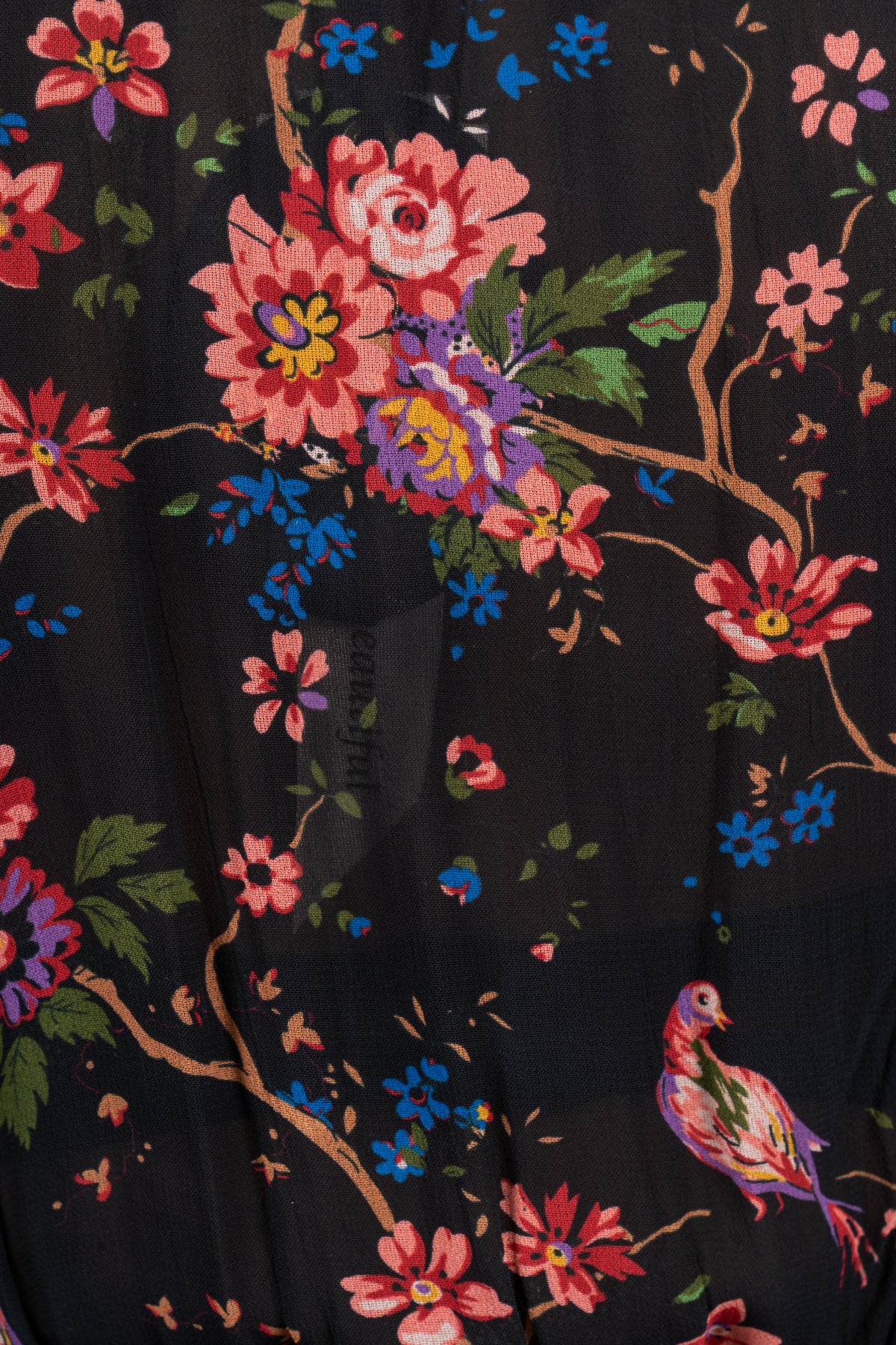 Georgette Mini Dress - Black Flower Garden