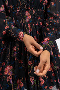Georgette Mini Dress - Black Flower Garden