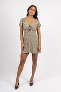 Louela Mini Dress - Mohina Floral Print-Blue