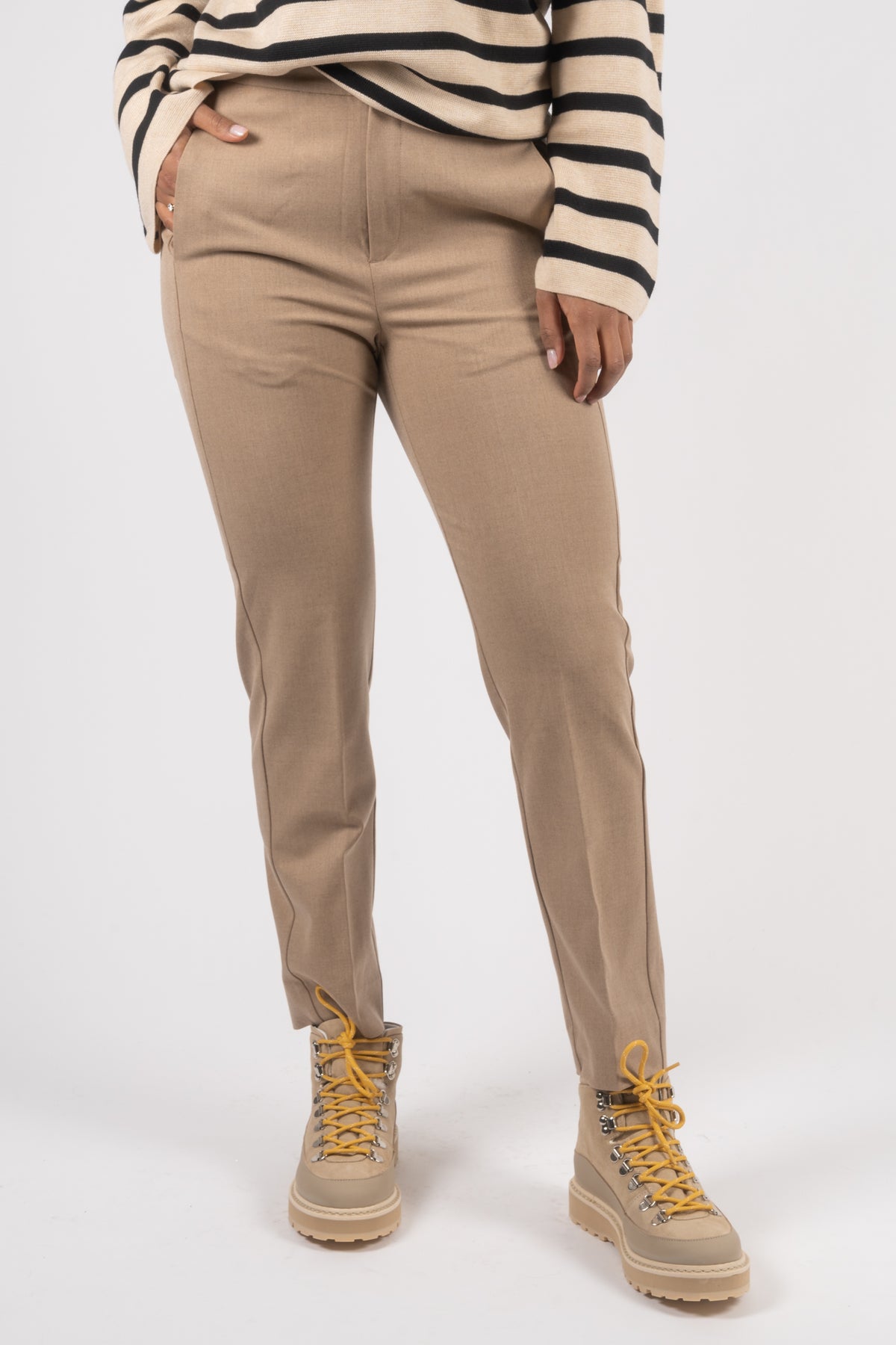 NakitaIW Flat Pants - Oatmeal Melange
