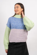 Winnie Ls Knit O-Neck - Ultramarine Mix