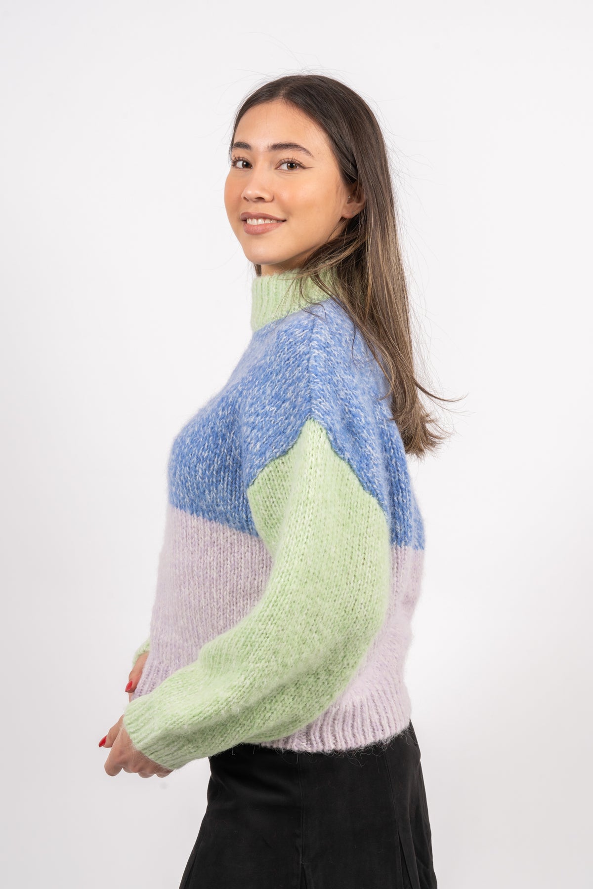 Winnie Ls Knit O-Neck - Ultramarine Mix