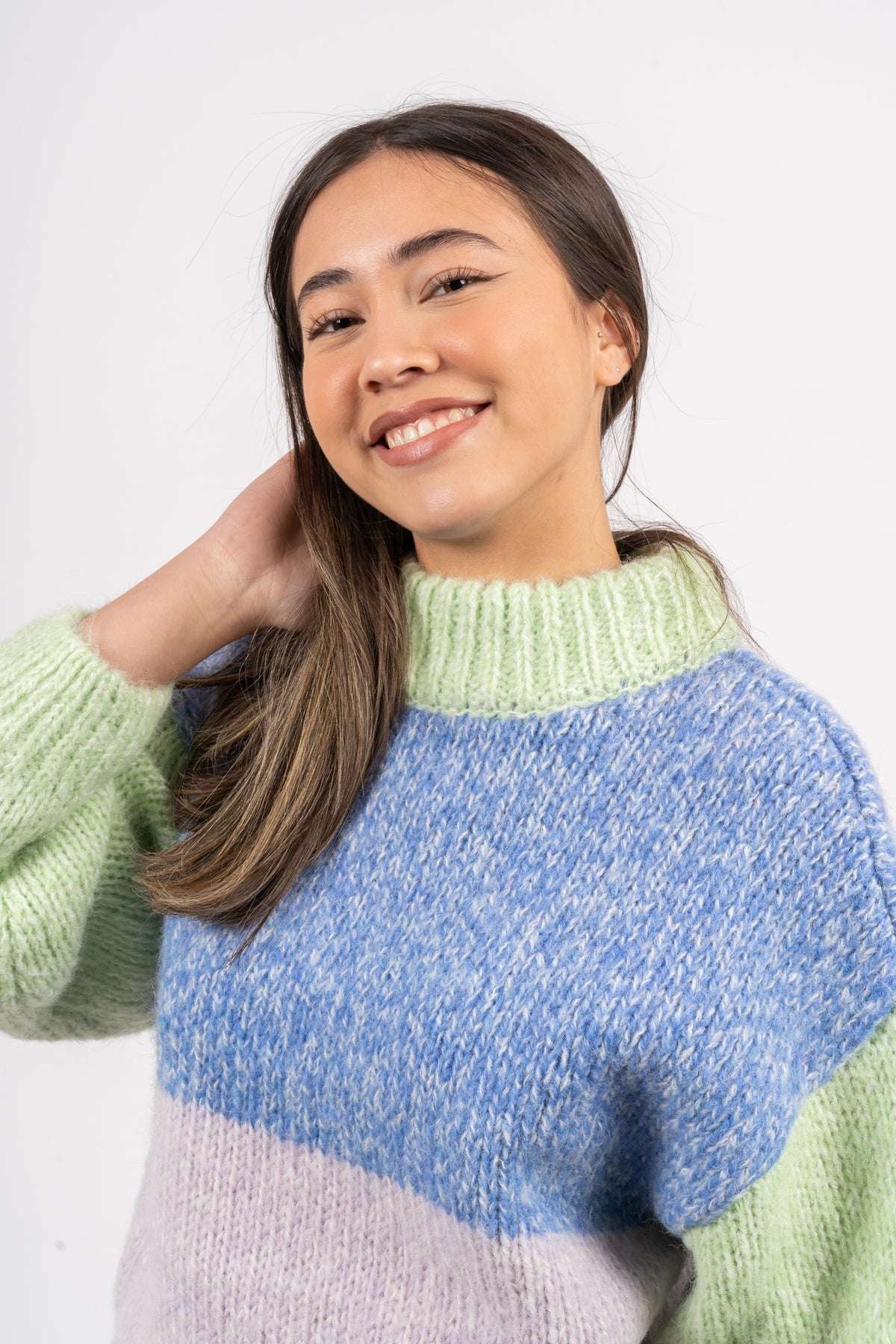 Winnie Ls Knit O-Neck - Ultramarine Mix